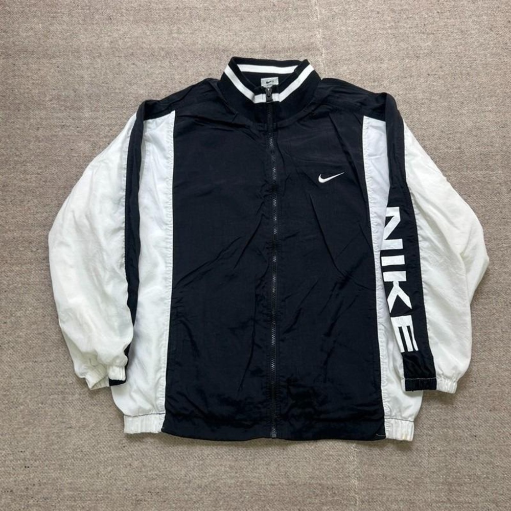 Vintage Nike Windbreaker Jacket Kids Large Black 1990s Zip Up